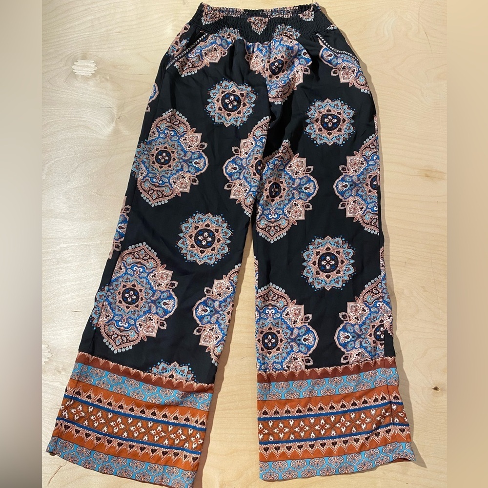 About a Girl Bohemian Patterned Wide-Leg Pants 6 (JI)